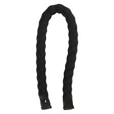 Black braided cord on a white background