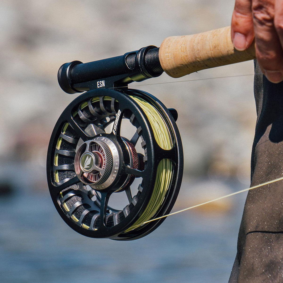 Sage ESN Fly Reel mounted on Euro nymphing fly rod