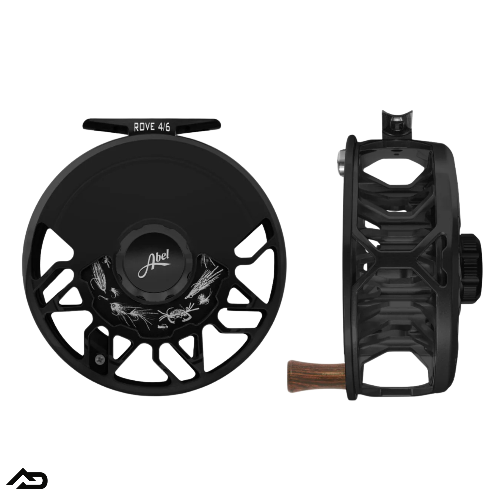 Abel Rove 4/6 Ported Fly Reel Black Finish Ebony Handle