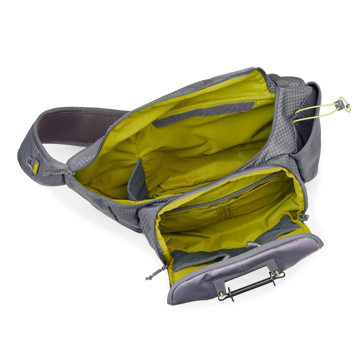 Orvis Guide Sling Pack Steel Camo open interior compartments