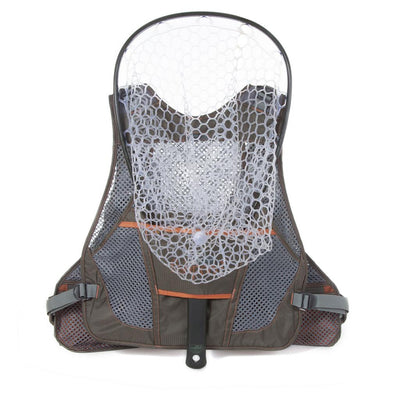 Fishpond Sagebrush Pro Mesh Vest rear view with integrated landing net holder