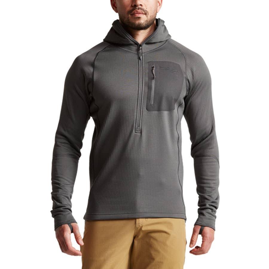 SITKA Heavyweight Hoodie Iron Grey YKK zipper and fleece detail