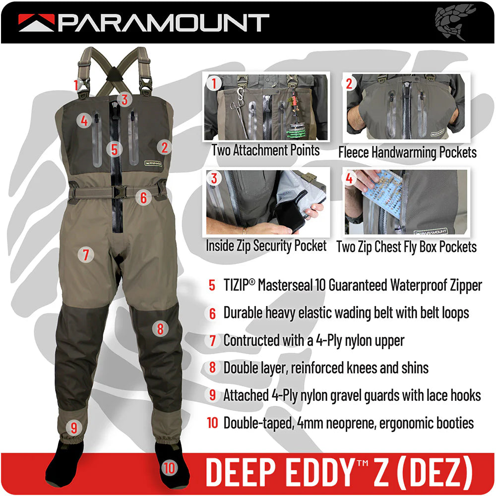 Paramount (D.E.Z.) Deep Eddy Men’s Zippered Stockingfoot Breathable Waders