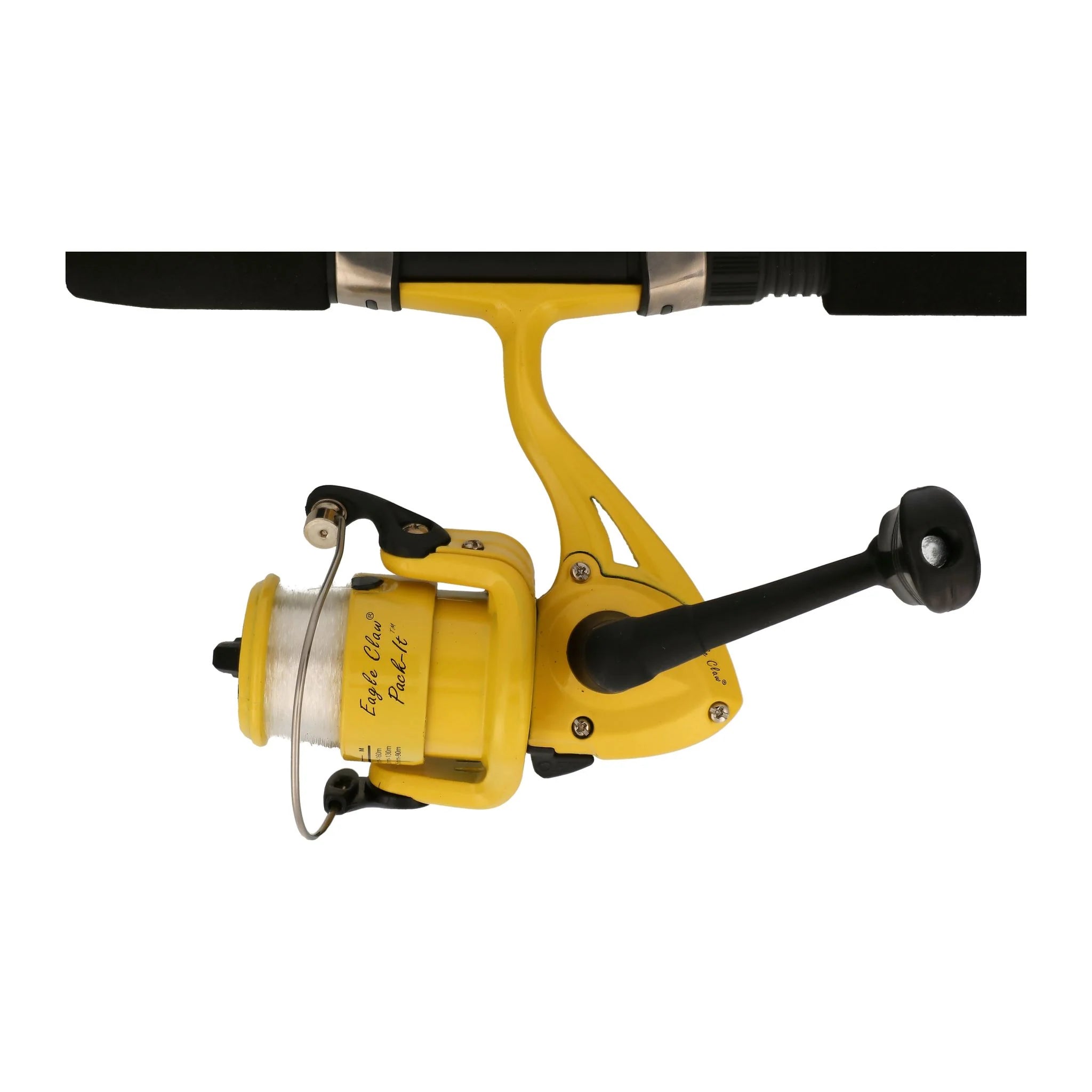 Yellow fishing rod that collapses for easy transportation