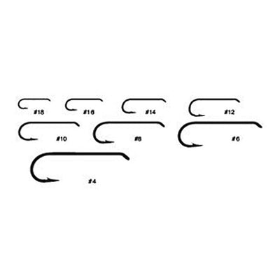 Tiemco TMC 5262 fly tying hook size chart showing bronze nymph and streamer hooks in sizes 4 through 18.