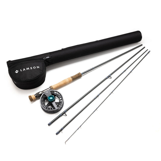 Lamson Liquid Max fly rod and reel outfit with travel case