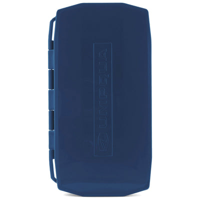 Closed Umpqua UPG Silicone Dual Essential Large Fly Box with Blue impact-resistant exterior and Umpqua logo.