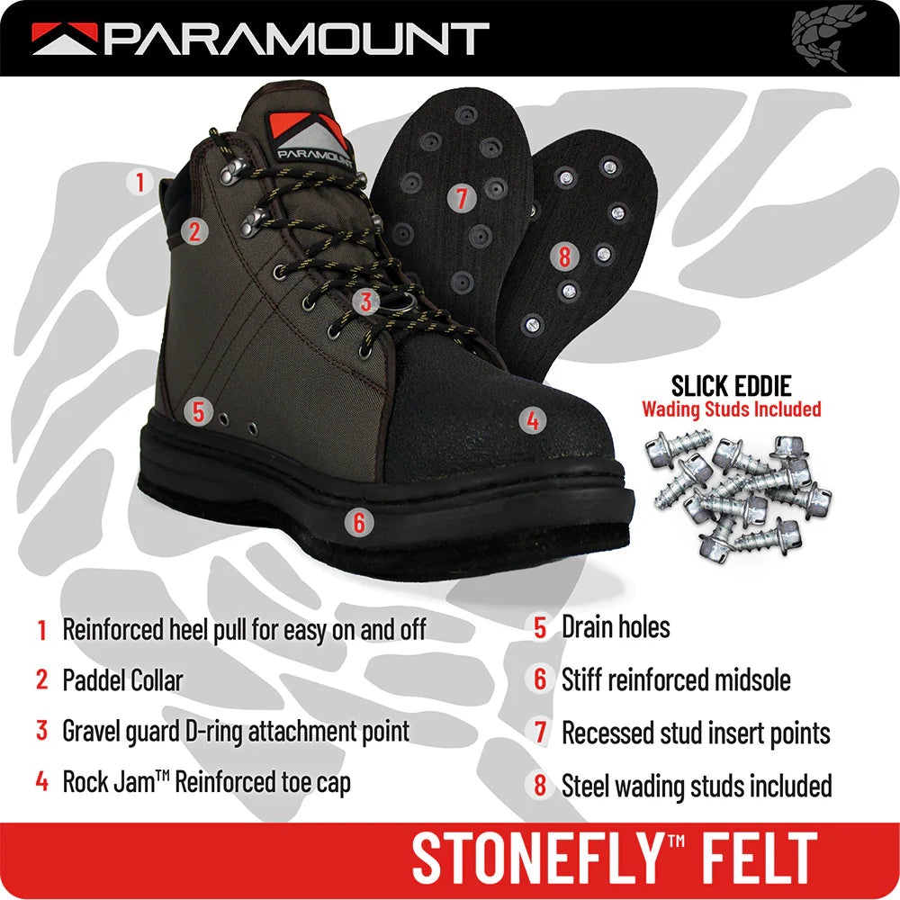 Paramount Stonefly Wading Shoe Felt Sole w/Studs