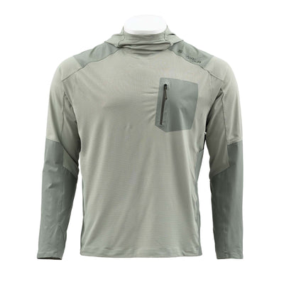 Skwala Sol Tactical Hoody in Sage/Spruce with protective hood and zippered chest pocket.