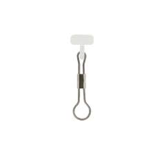Small metal tool with a white handle on a white background