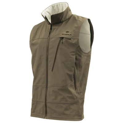 Skwala Backeddy Vest in Oak with windproof shell and zippered pockets.